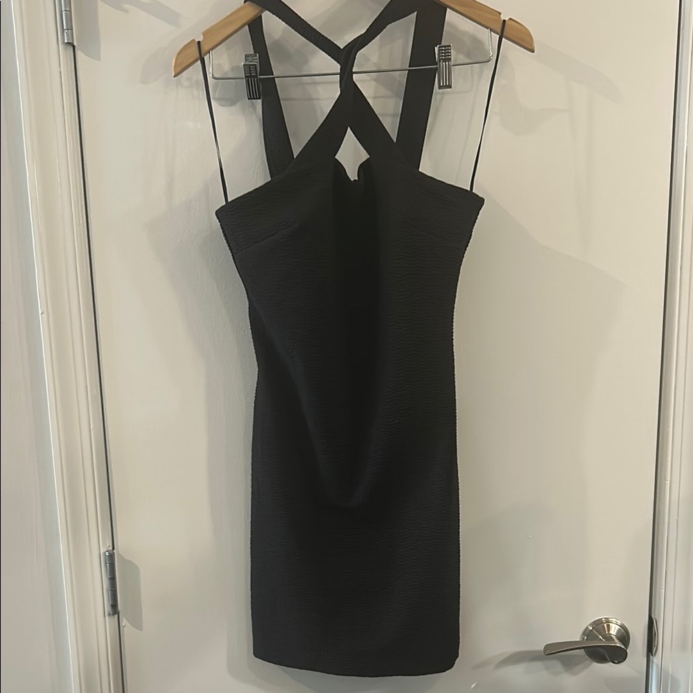 Topshop Black Halter Sheath Dress